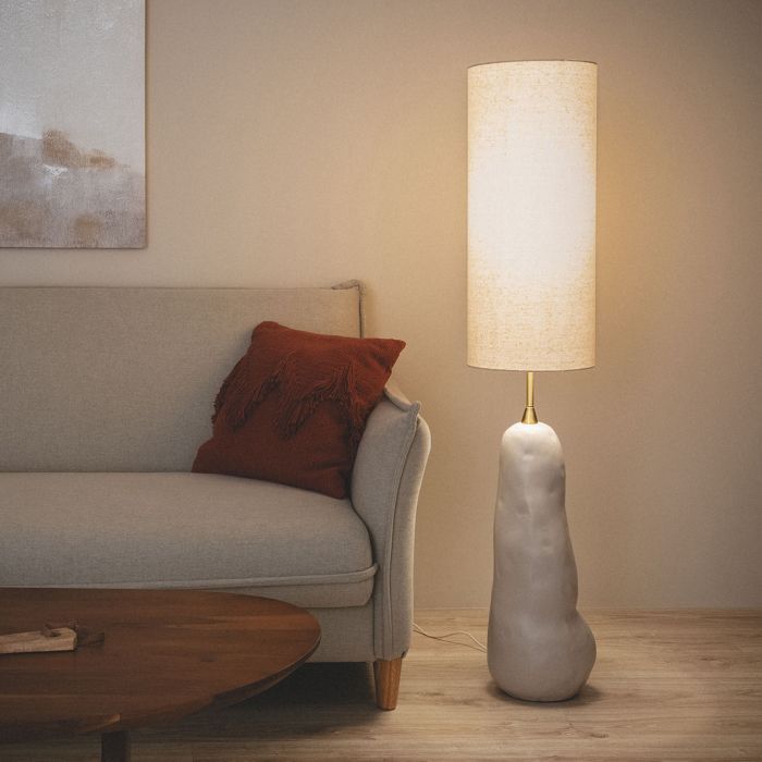 Lampe à Poser Céramique et Toile Bryony Taupe