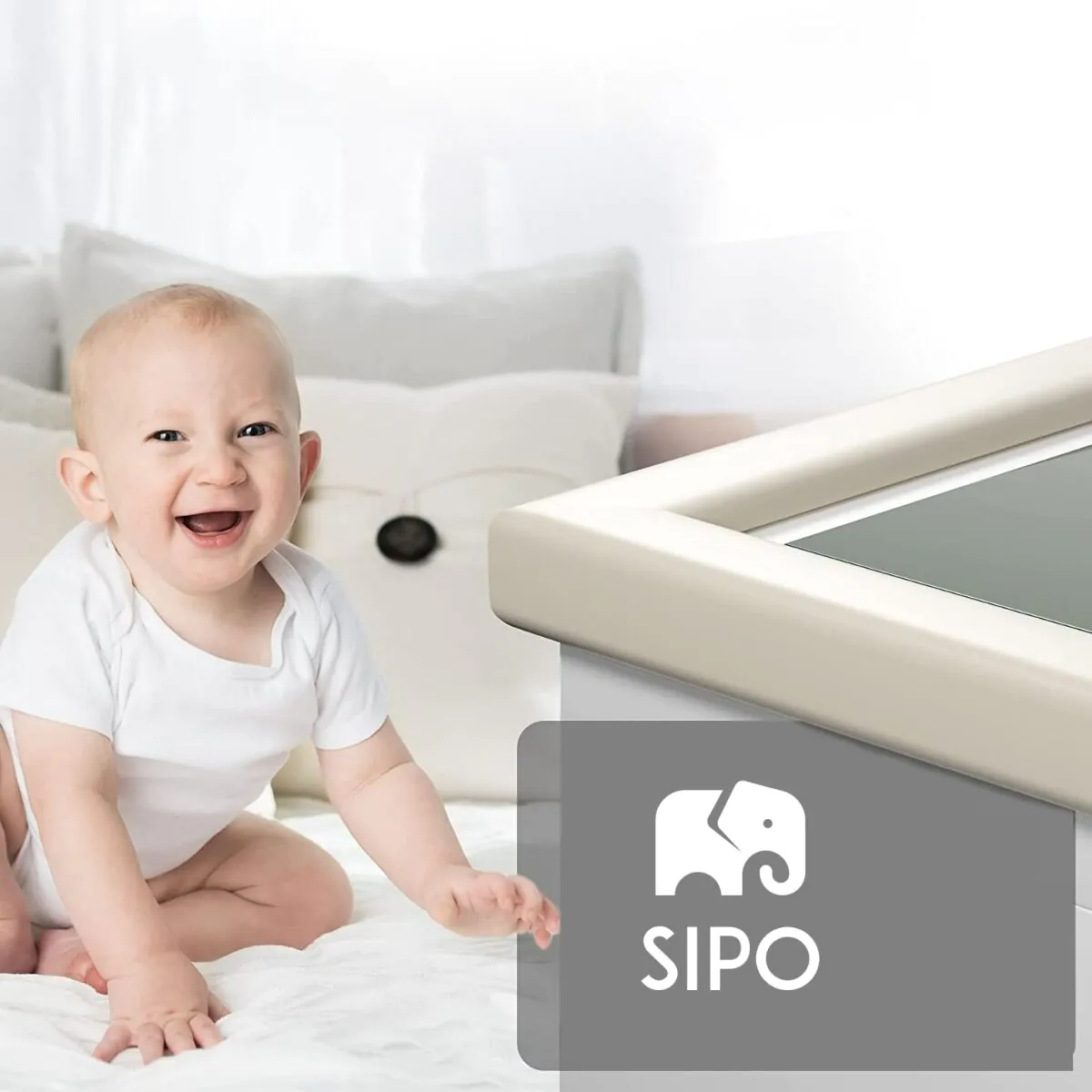 Sipo Piankowa Taśma Zabezpieczająca Ostre Krawędzie Mebli L-Kształt, Ecru