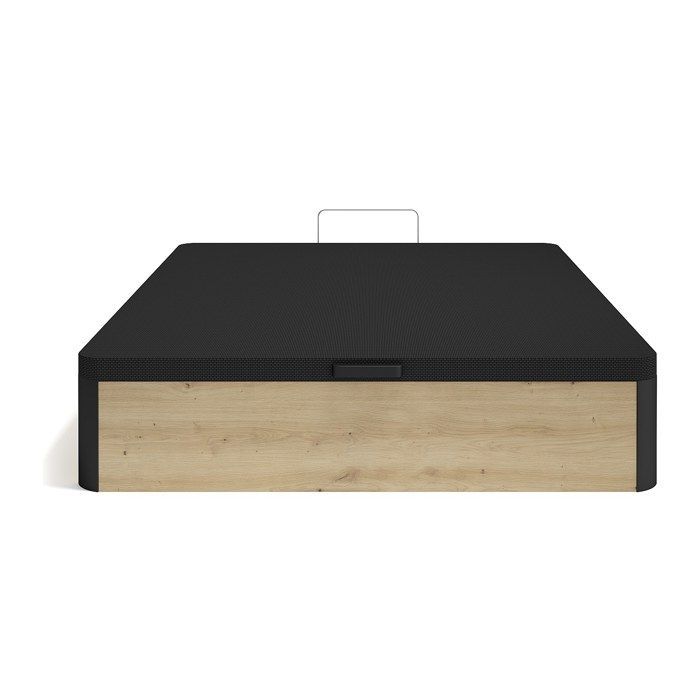 Base de cama con almacenamiento de 160 x 200 cm - Natural claro y negro - NAMOSI by YSMÉE