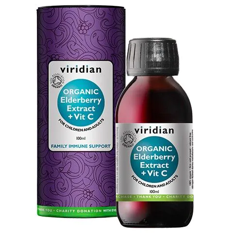 Viridian Ekologiczny Ekstrakt z Czarnego Bzu + Witamina C, Płyn