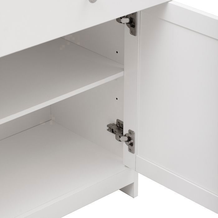 Aparador - EIFSON - Aparador de madera blanca - 4 puertas - 3 cajones - 160 x 37 x 75 cm