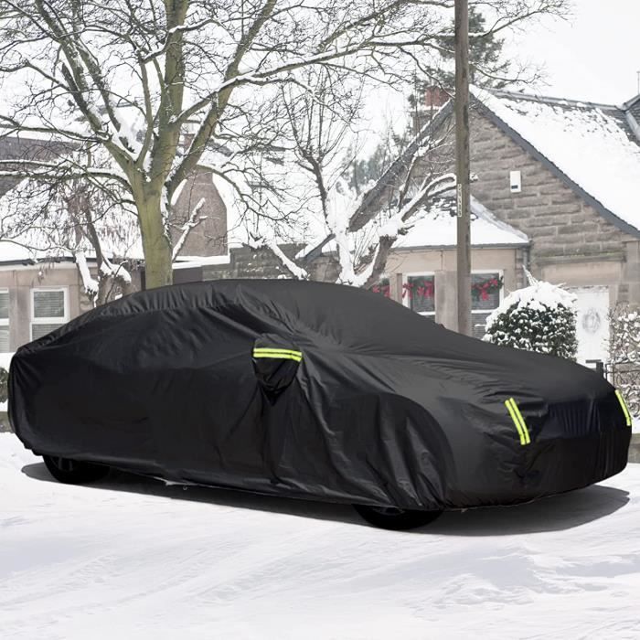 Funda para coche sedán 210T 530x200x150cm, impermeable para exteriores, color negro.