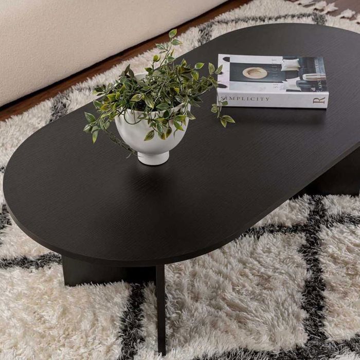 Table basse ovale en aggloméré coloris noir L119 cm - IRIS