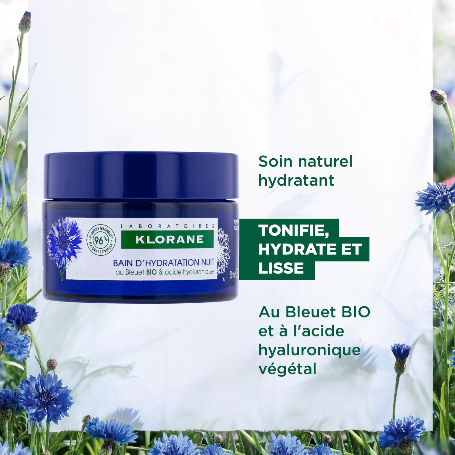 Klorane Bain d’Hydratation Nuit au Bleuet BIO et acide hyaluronique