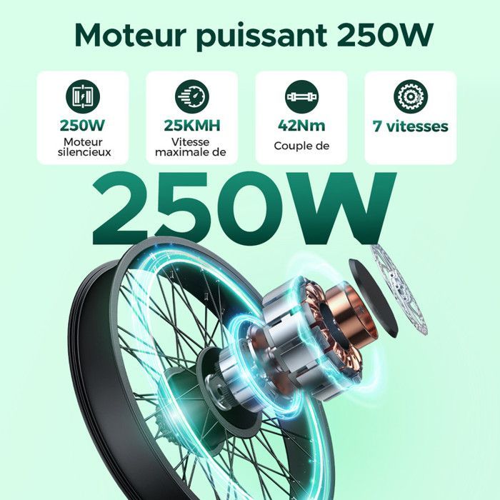 Bicicleta elétrica (bicicleta híbrida) - HILLMILES - Milecity 1 - Motor de 250W - Bateria removível de 36V 13Ah - Autonomia de 100km