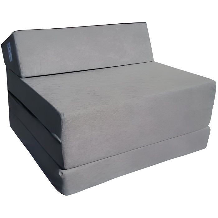 Matelas 200x70x10 cm  lit fauteuil futon pliable pliant - Gris - 1 personne - Ferme - Mousse polyuréthane