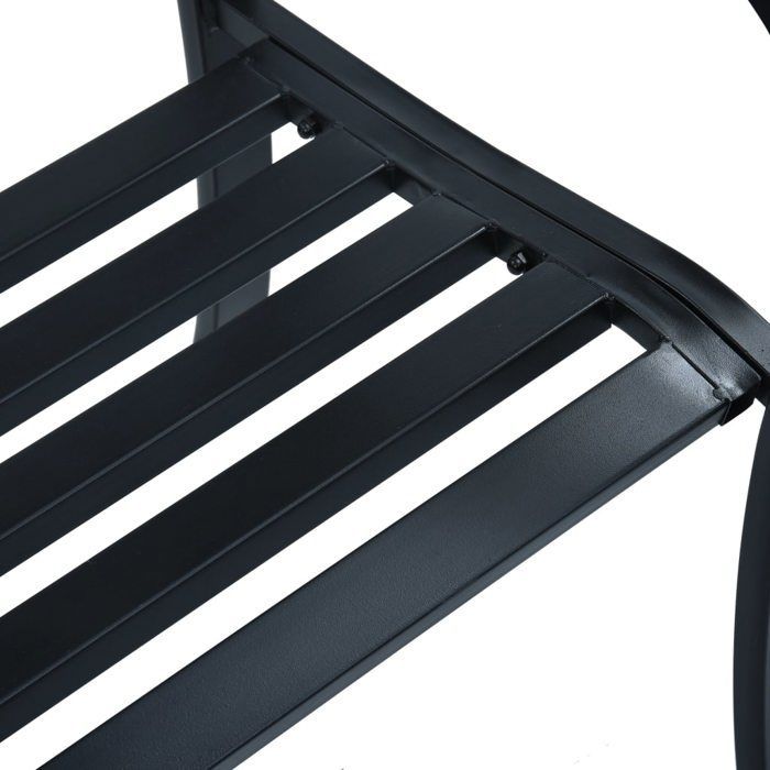 “Oferta de invierno” Banco de jardín negro TOP - Banco de jardín de acero negro de 125 cm PRO27816