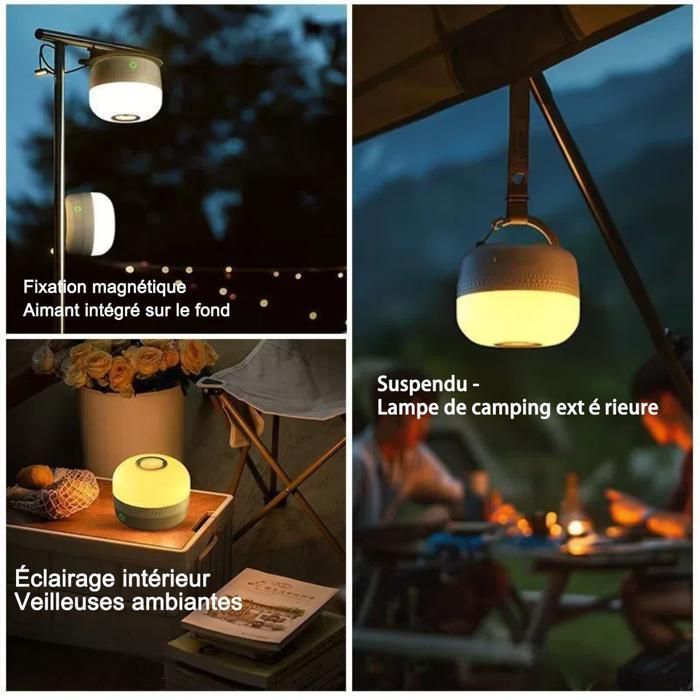 Lámpara de camping de 4000 mAh con control remoto, 5 colores de luz, lámpara de respiración