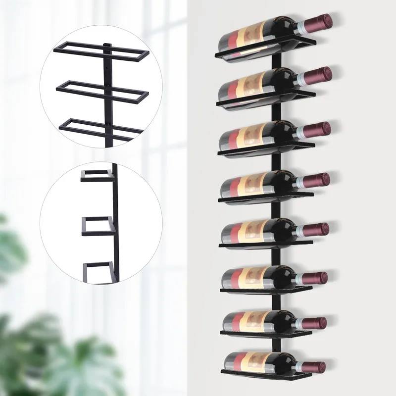 Supporto da parete per champagne a 8 ripiani, portabottiglie in metallo vecchio stile da parete, espositore per bottiglie di vino, accessori da bar 15