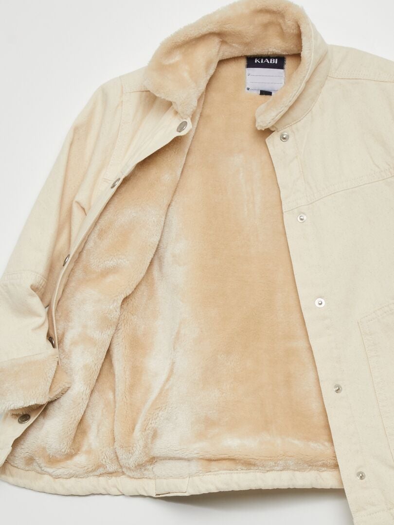 Canvasjas met sherpa-voering - BEIGE