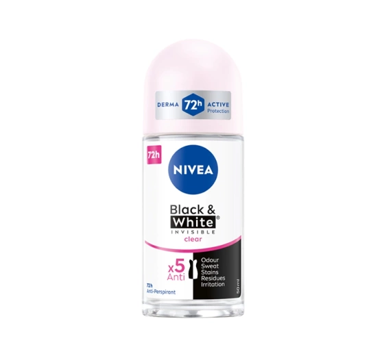 NIVEA Black&White Clear antyperspirant roll-on dla kobiet 50 ml