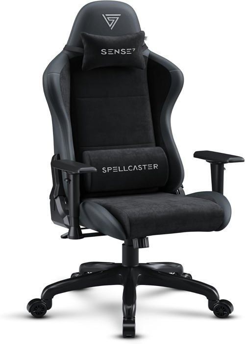 Chaise Gaming - FUKU - Spellcaster - Cuir Éco & Alcantara - Inclinaison 160° - Accoudoirs 1D - Noir