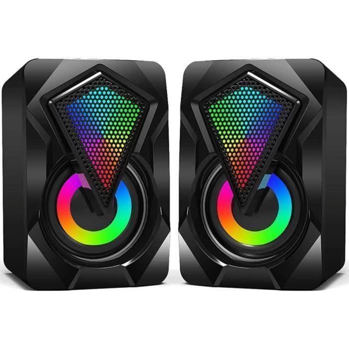 Gaming PC Speakers, 3W USB 2.0 Computer Speakers, Black RGB