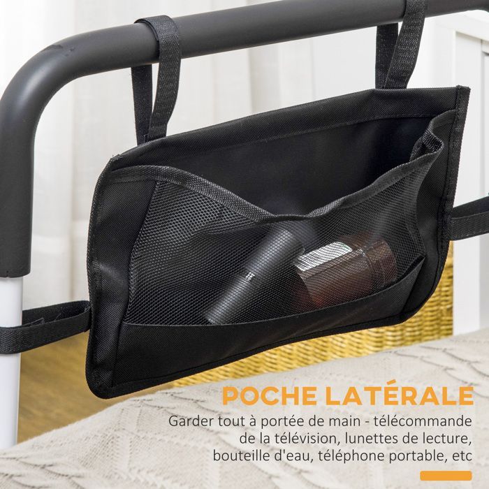 HOMCOM - Barrière de Lit - Acier - 95x52x102cm - Blanc