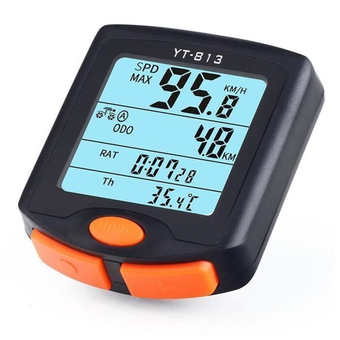 Compteur sans fil pour vélo - SYT146 - Grand écran multifonction - Alertes de vitesse excessive