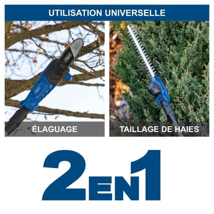 Tijeras de podar inalámbricas de 18 cm + Cortasetos inalámbrico de 41 cm C-PHTS410-X - Telescópico - SCHEPPACH 20V IXES - Batería y cargador no incluidos