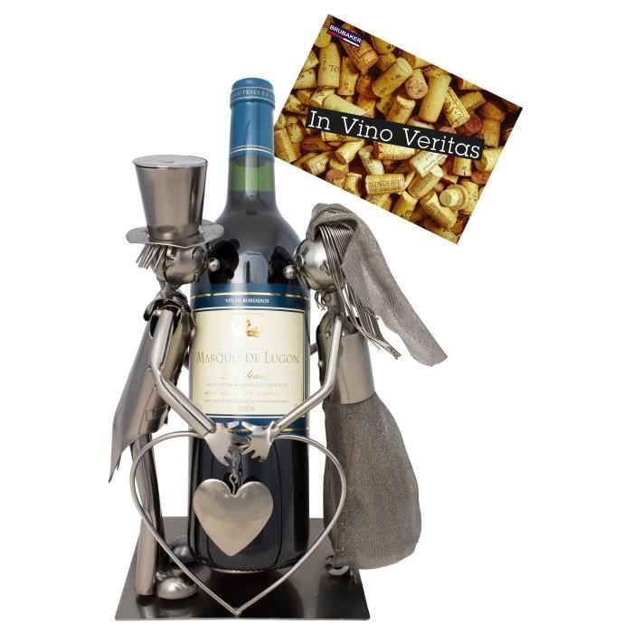 Portabottiglie da vino BRUBAKER - Coppia di sposi - Matrimonio - Metallo - Oggetto decorativo