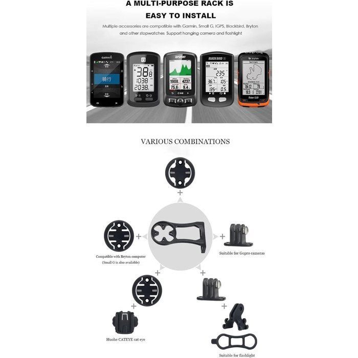 Support de compteur de vélo en alliage d'aluminium, fixation pour phare, adaptateur d'extension de guidon pour GPS Garmin Edge et