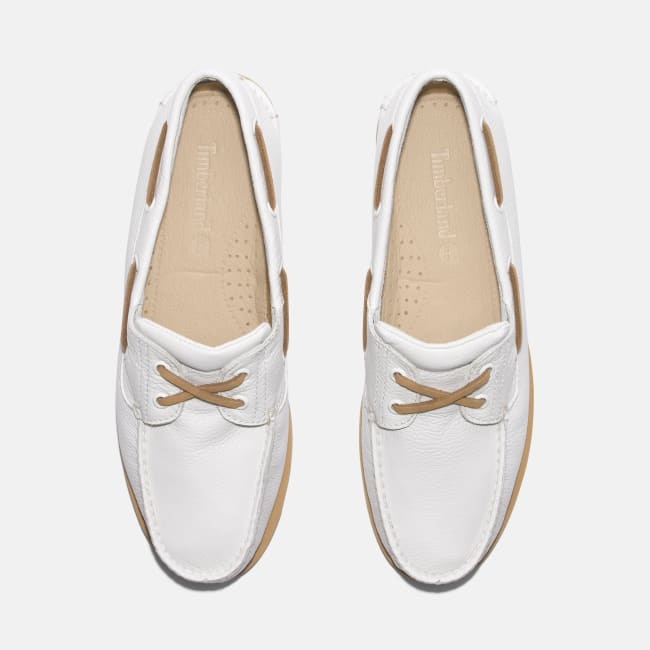 Scarpa da Barca in Pelle Classic da Uomo in                bianco