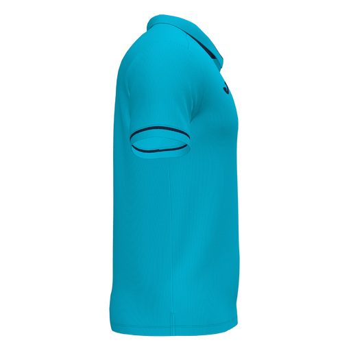  Joma Championship Vi Short Sleeve Polo Shirt, Fluorescent Turquoise/Navy