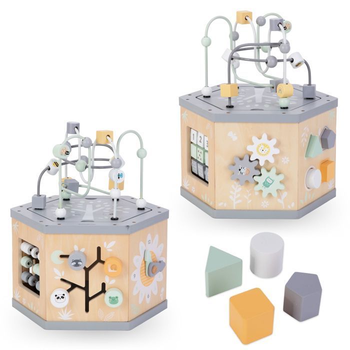 Cubo educativo multifunzionale Mamabrum per neonati, impara forme e colori, conta, legge l'ora e sviluppa la destrezza manuale, stimola