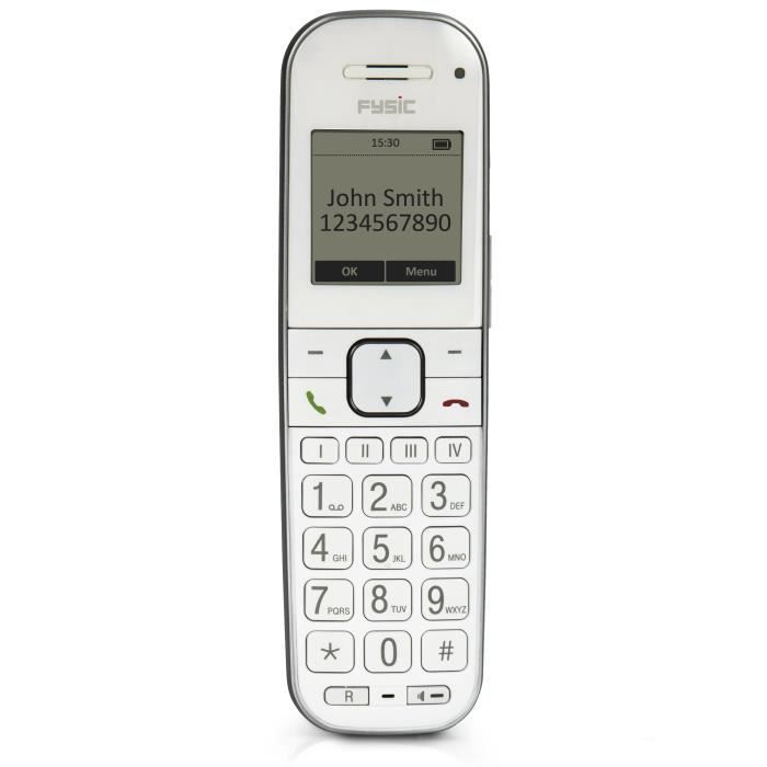 Fysic FX-9000 - Telefone sem fio para idosos com botões grandes e 1 monofone, branco