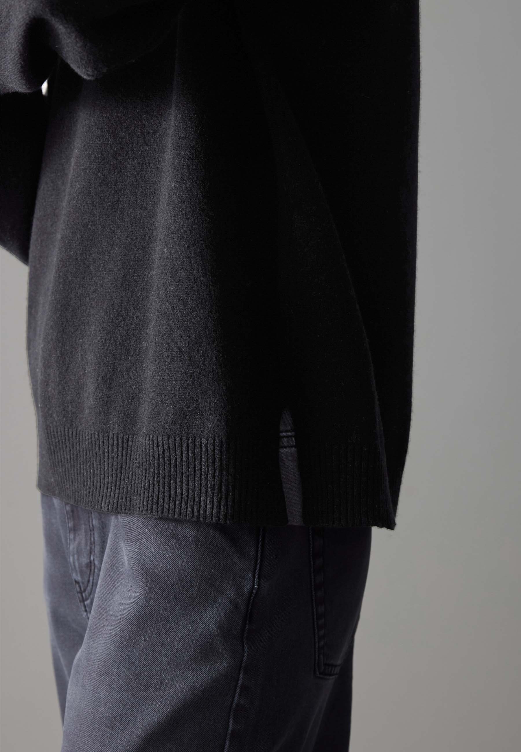 Zign Studio PLETENI DŽEMPER OD VUNE I KAŠMIR MJEŠAVINE - Džemper - crni
