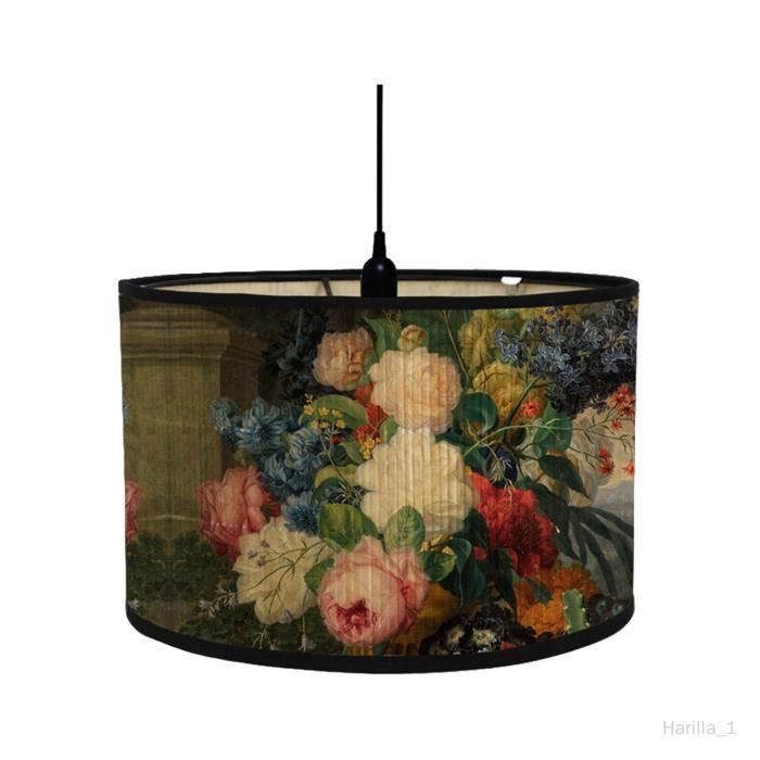 Lampenschirm – Stil A – Mittelgroßer Trommelschirm – Bambus – Vintage – 30 cm Durchmesser