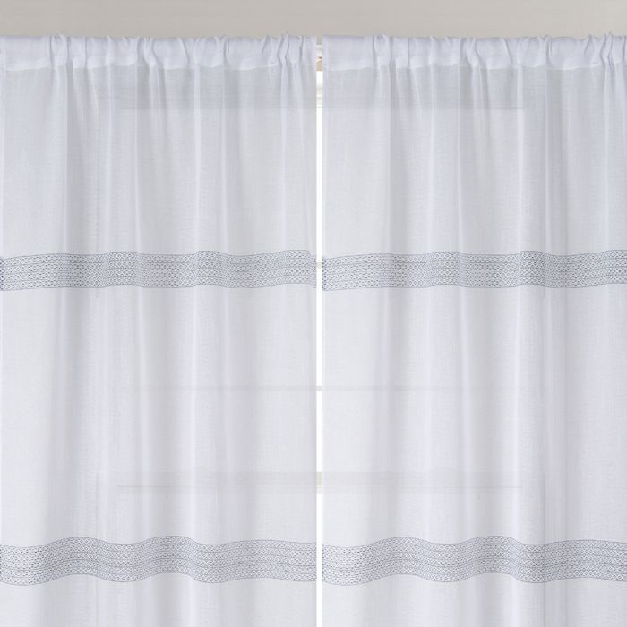Paire de petits voilages droits à rayures Blanc 90x160 cm