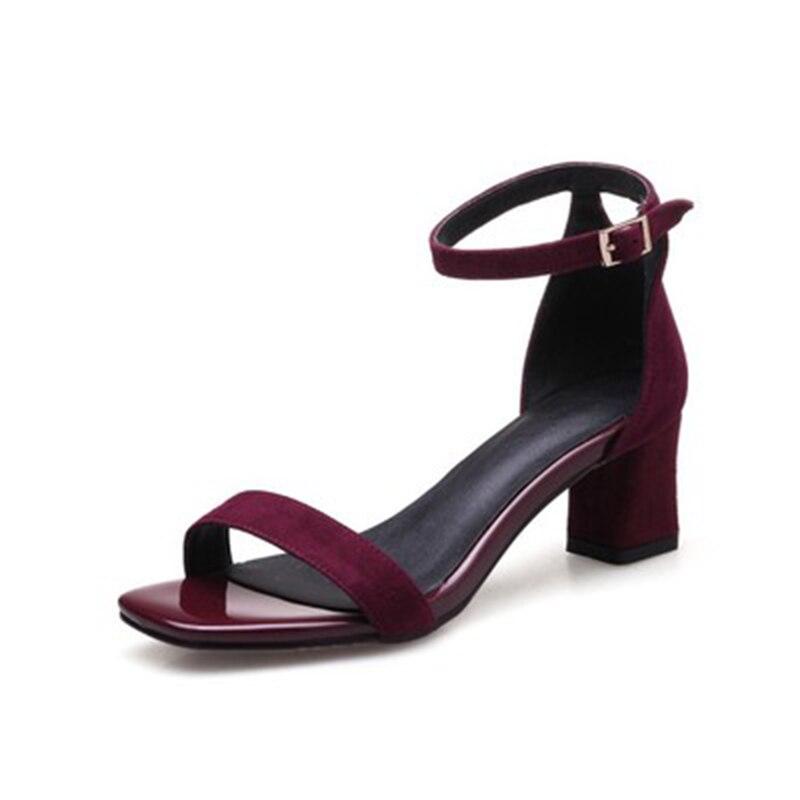 Sandalias Mujer Rushed Real Solid Sapato Feminino Heels Sandals Summer Shoes Open Toe Chunky High Sandalsin The With Rough