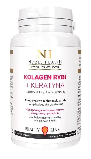 Noble Health Kolagen Rybi + Keratyna Kapsułki 60 kapsułek