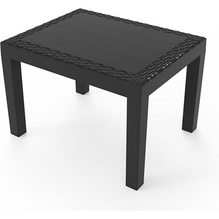 Tavolino da caffè - JACK - effetto rattan antracite - Grigio - Altezza 40 cm