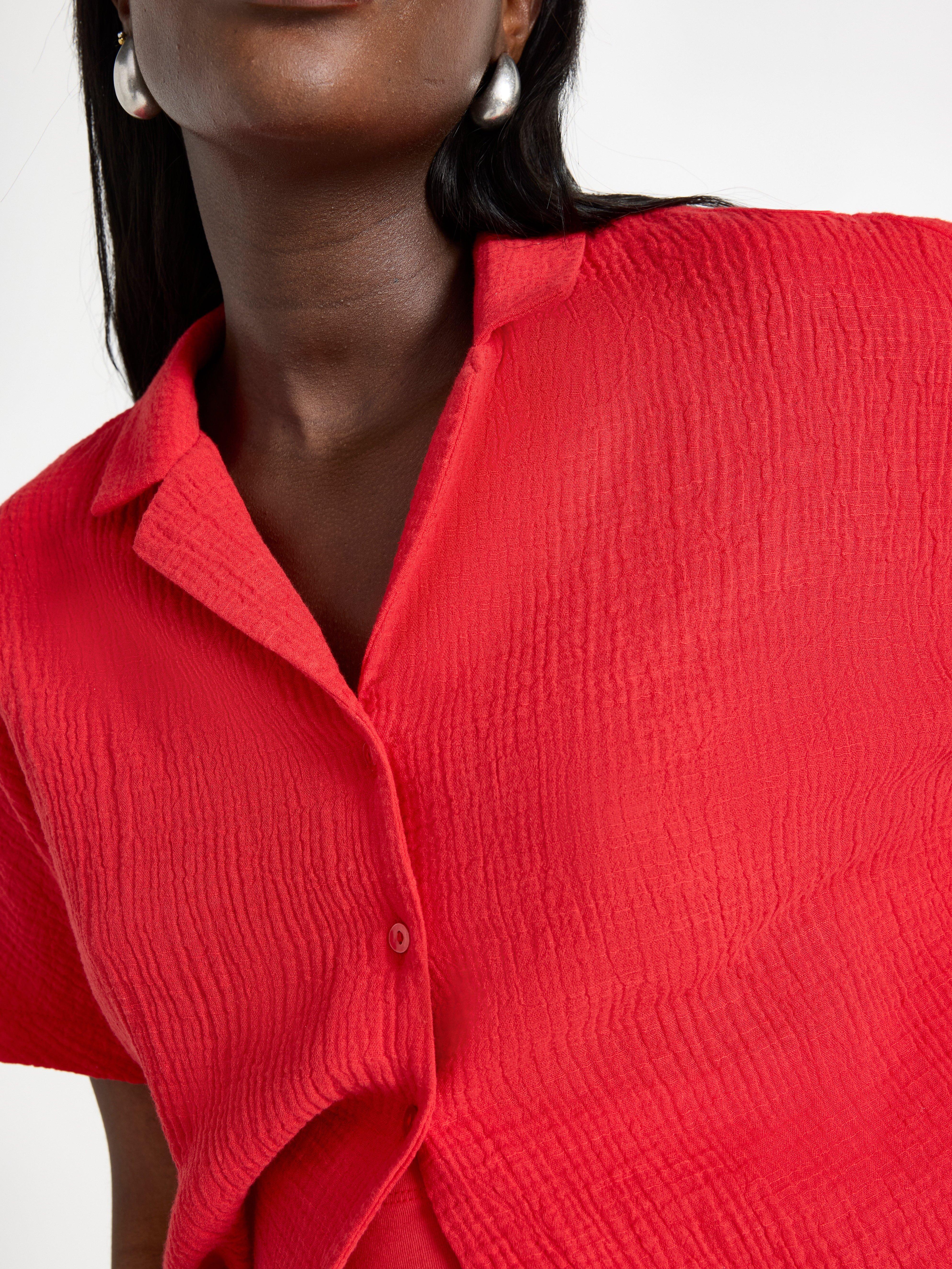 Chemise froissée MAMAN rouge foncé