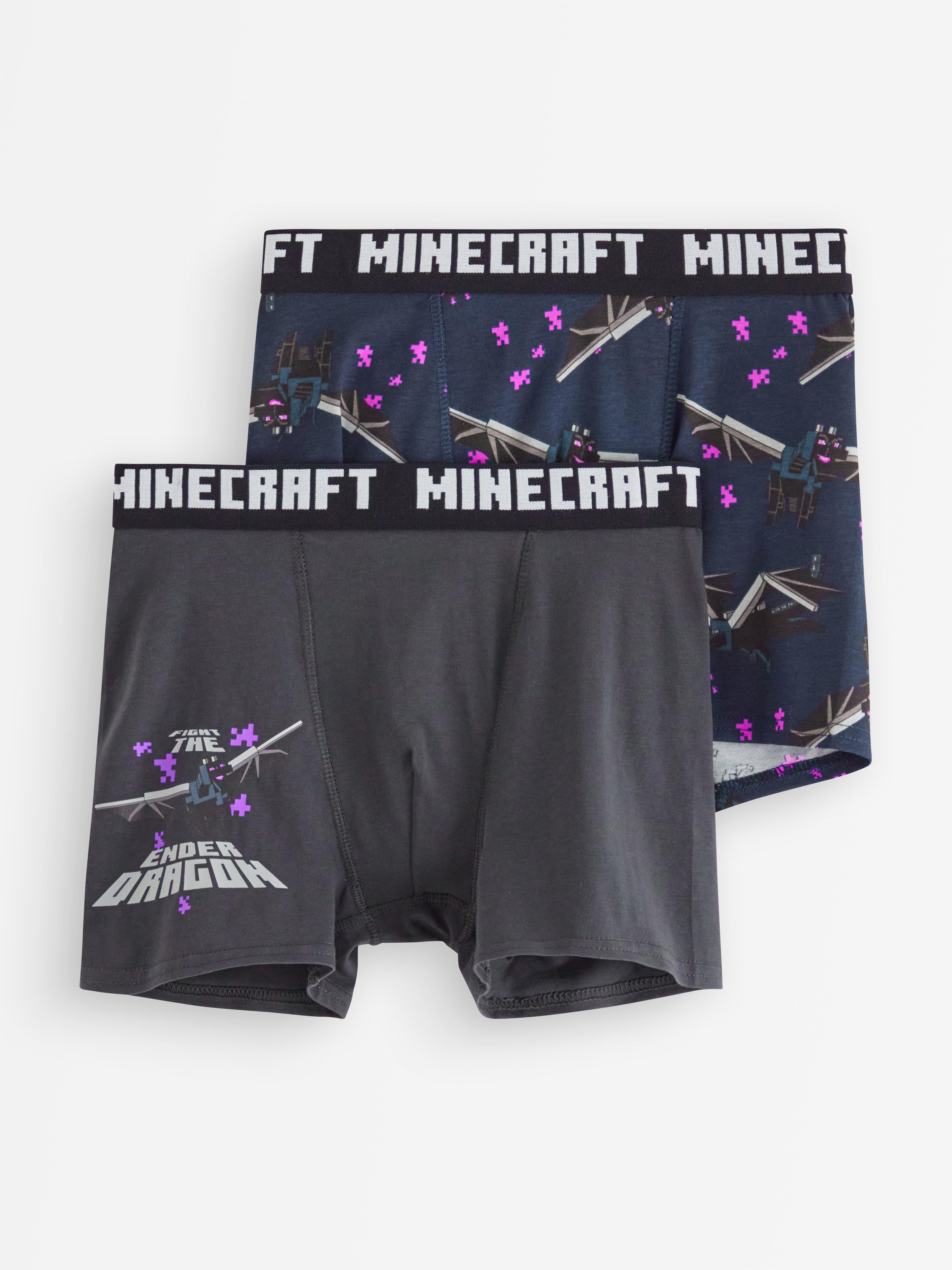 Conjunto com 2 cuecas boxer Minecraft azul marinho escuro