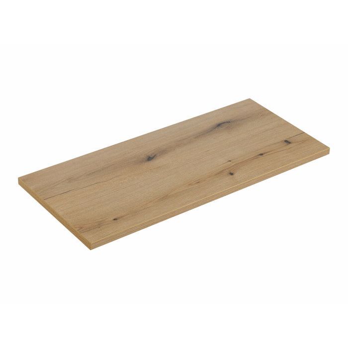 Mobile bagno sospeso NOVA da 100 cm con doppio lavabo, color cashmere, con lavabo Casella effetto rovere e 2 cassetti.