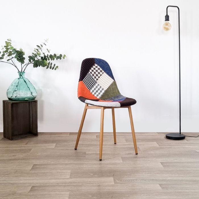 Chaise scandinave tissu patchwork - Ela