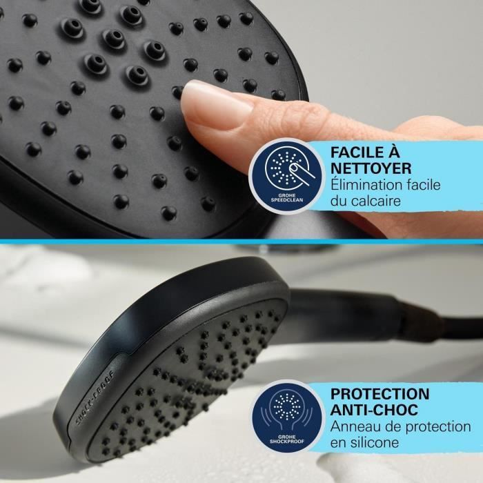 Colonna doccia con deviatore manuale - Risparmio idrico - GROHE Vitalio Comfort 250 - Nero opaco - 266982431