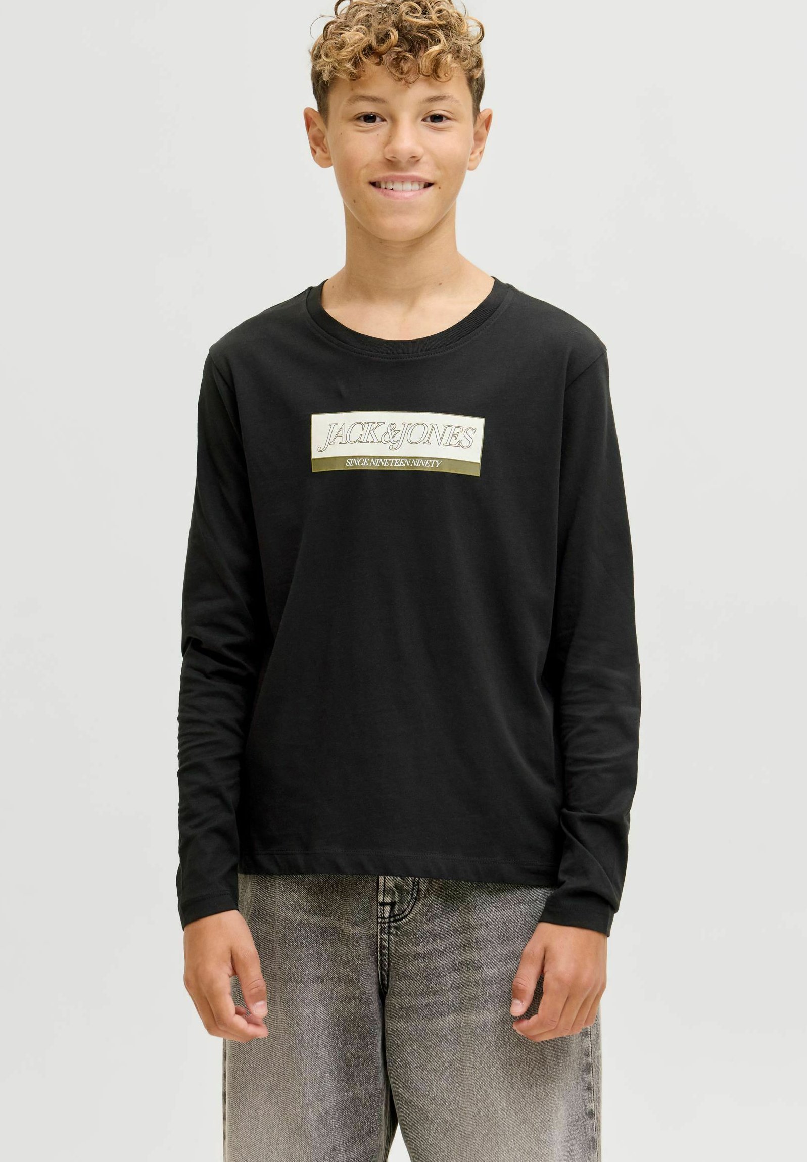 Jack & Jones Junior JORINWOOD BLOCK BRANDING MAJICA - Majica dugih rukava - crna