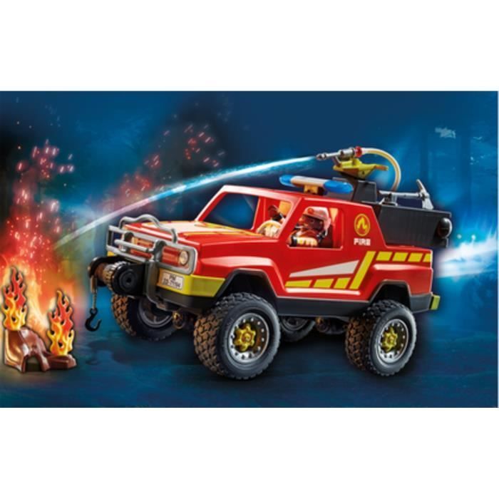 PLAYMOBIL – 71194 – Stadt-Action – Pickup und Feuerwehrwagen – Feuerwehrwagen mit Seilwinde und Feuerwehrschlauch