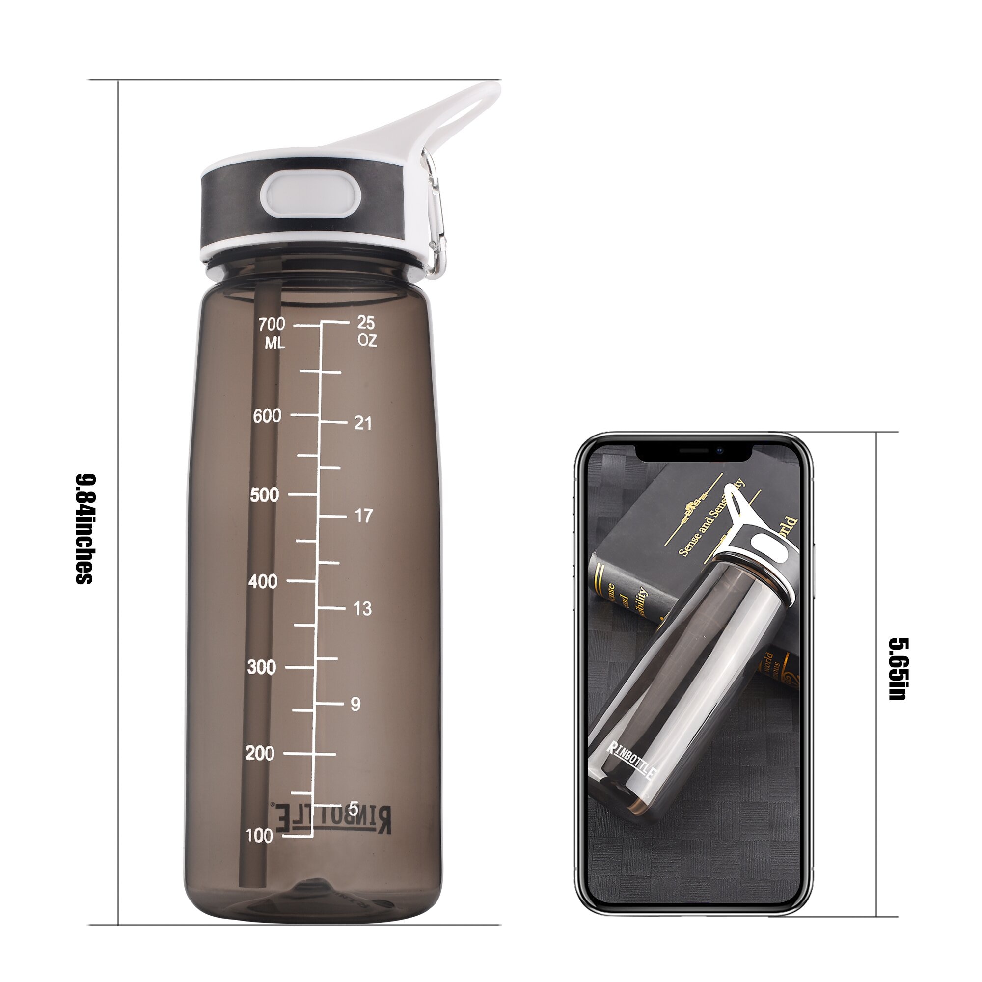 BOTTLED JOY 0,8-Liter-Wasserflasche mit Strohhalm und Griff, Tritan, BPA-frei, Trinkflaschen für Kinder, meine Sport- und Fitnessstudio-Plastikflasche