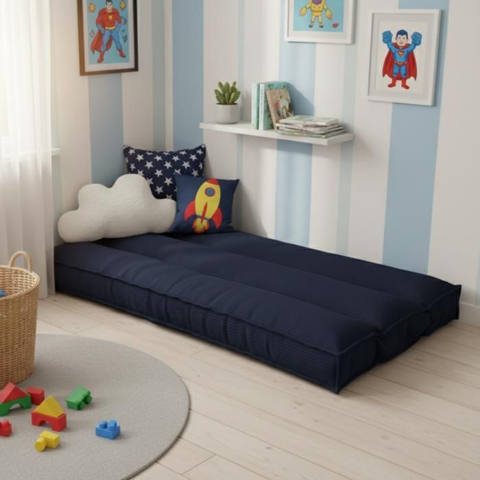 Futón con funda extraíble - 90 x 190 cm - Bananair - Azul oscuro