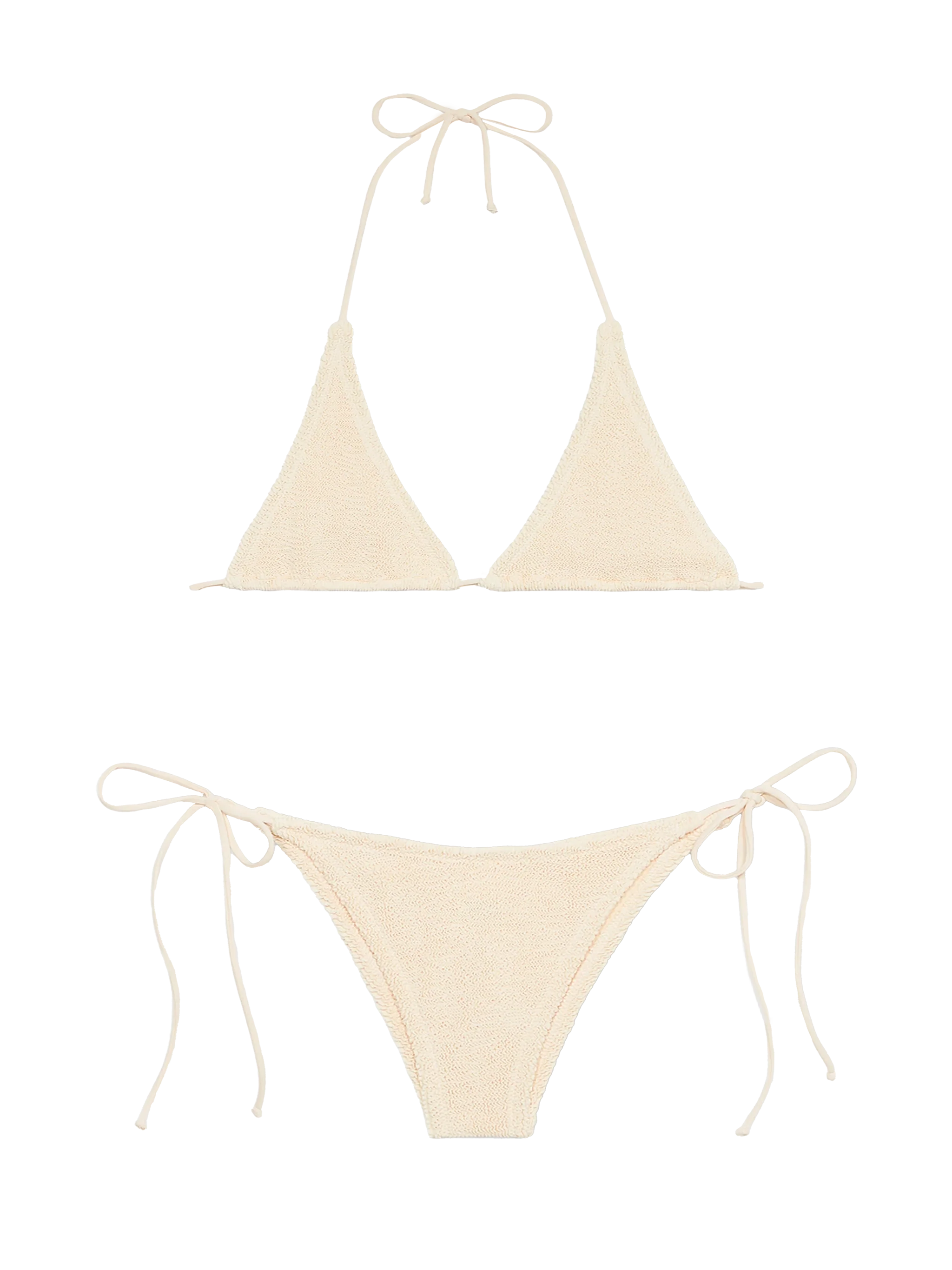 Bikini a triangolo crema crinkle da donna Guiana Marielle