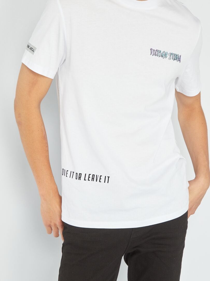 Camiseta estampada de cuello redondo - Blanca