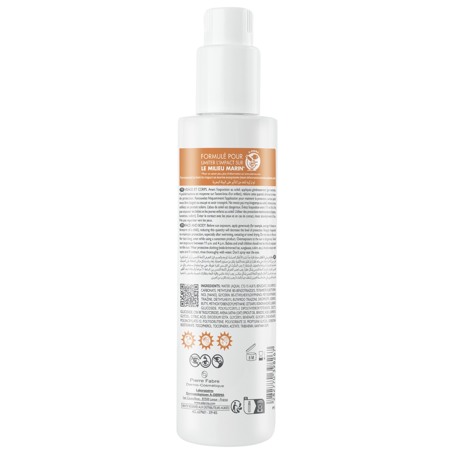 A-DERMA Vaikams skirtas apsauginis kremas nuo saulės „Protect KIDS“ vaikams, nematomas purškiklis su SPF 50+, 200 ml