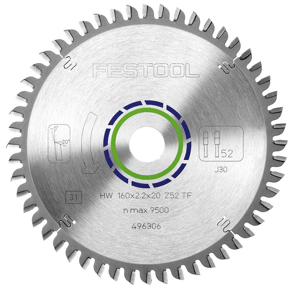 FESTOOL 160 mm-es 52 fogú TCT fűrészlap színesfémek vágásához