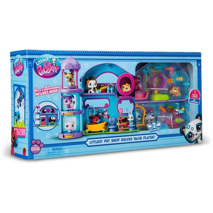 Leikkisetti, jossa on 4 Pet Shop -hahmoa ja yli 20 tarviketta - BANDAI - Littlest Pet Shop - Deluxe Pet Shop -talo