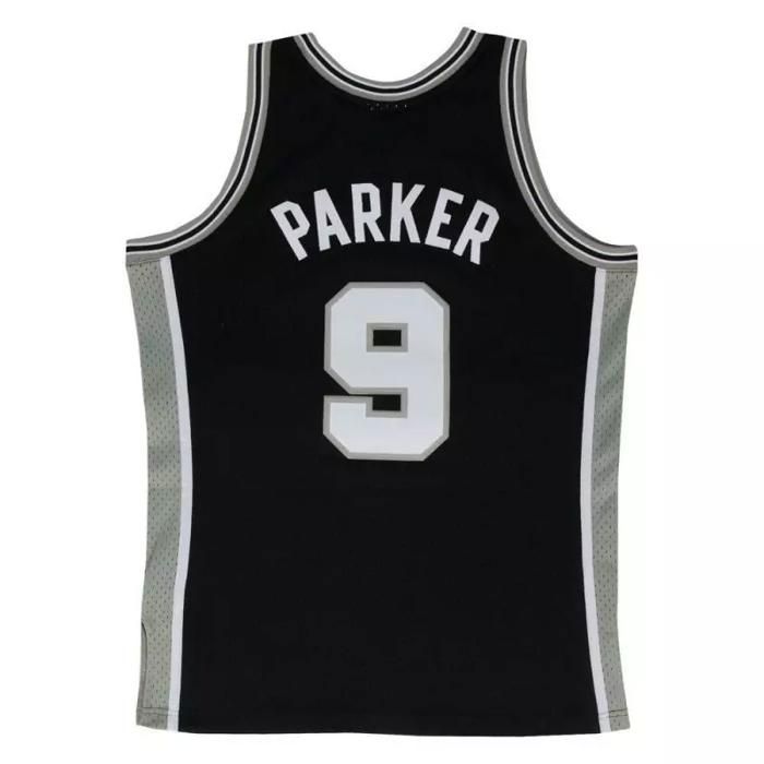 NBA-Trikot von Tony Parker, San Antonio Spurs, Saison 2001/02, Mitchell & Ness Hardwood Classics Swingman, Schwarz, Größe: S