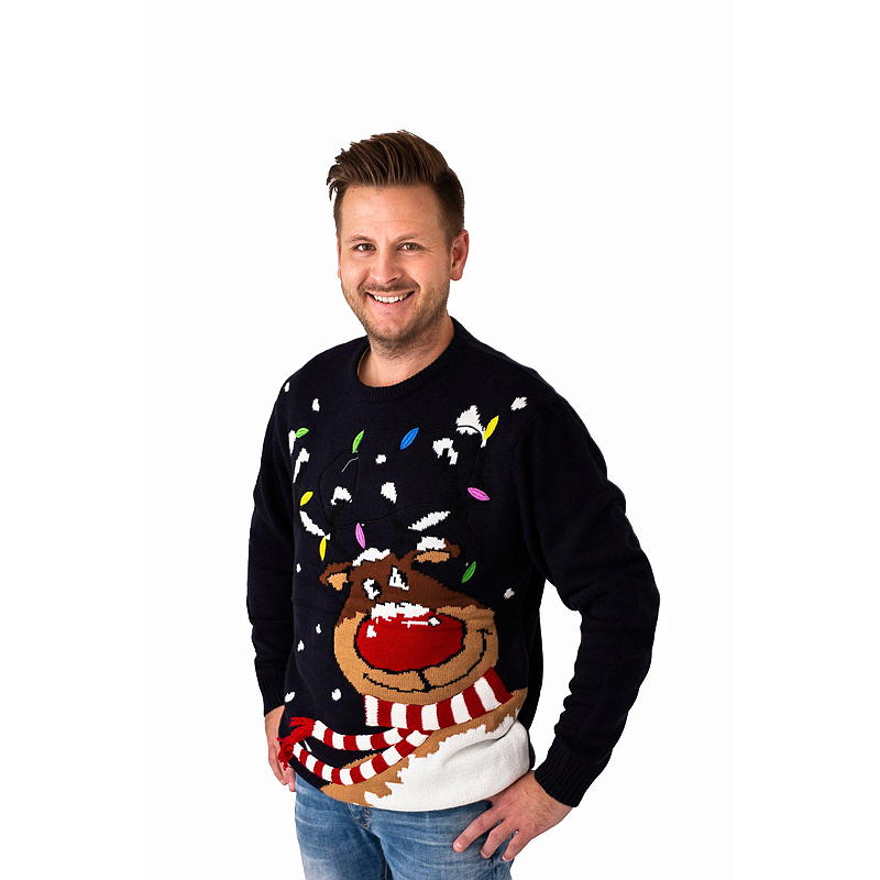 Aå Weihnachtspullover Größe M, mit LED-Rentier