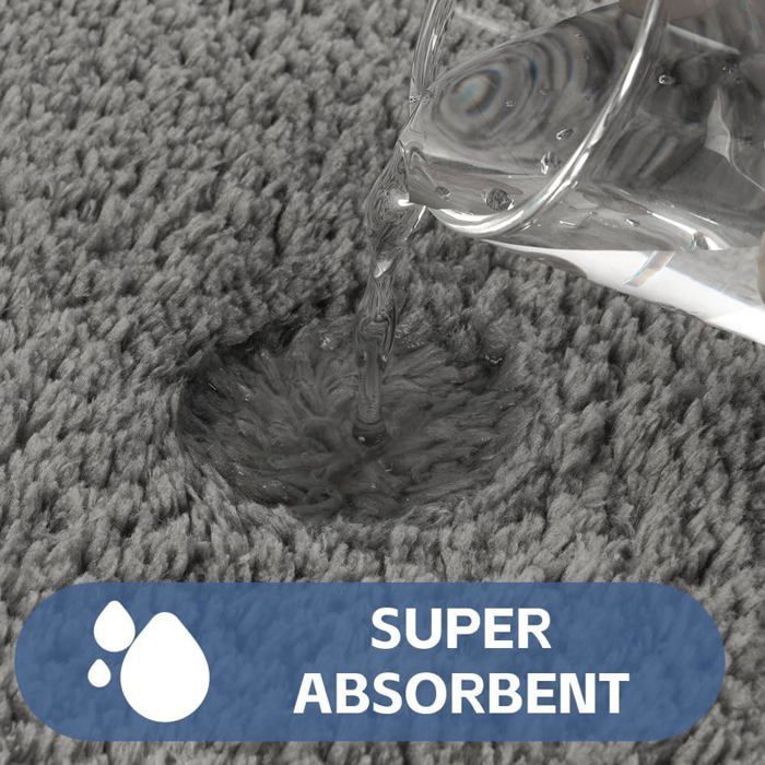 Tapis de bain microfibre absorbant et antidérapant 40x60 cm. Lavable en machine, pour baignoire et douche. Gris.