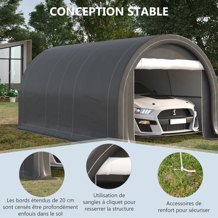 Cochera Outsunny - 5 x 3 m - Toldo de almacenamiento - Gris